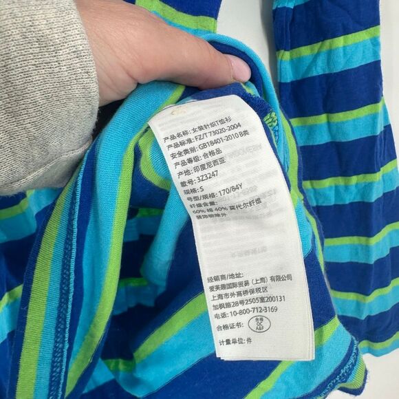 Y2K Hollister Striped Long Sleeve Shirt Blue Green Cotton Modal Top Size Small - Picture 5 of 10